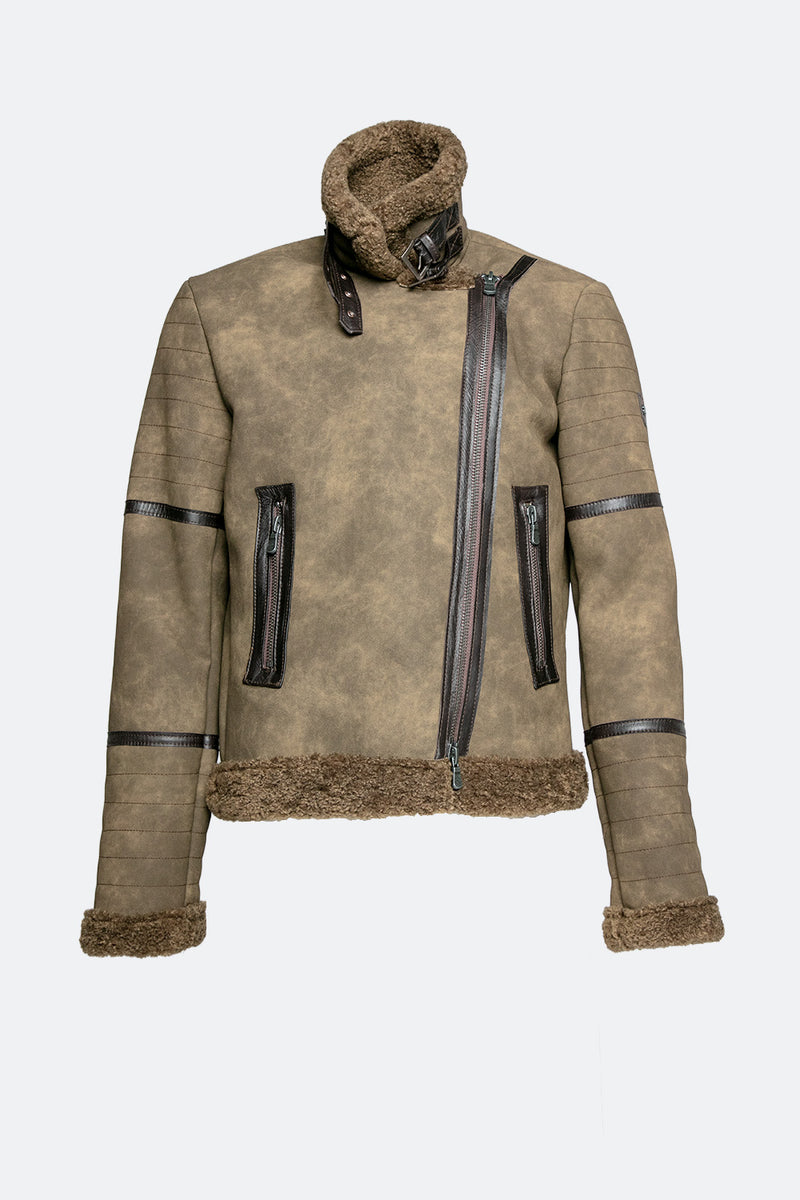 Chiodo Gold Shearling Style Verde man Barone firenze - 2
