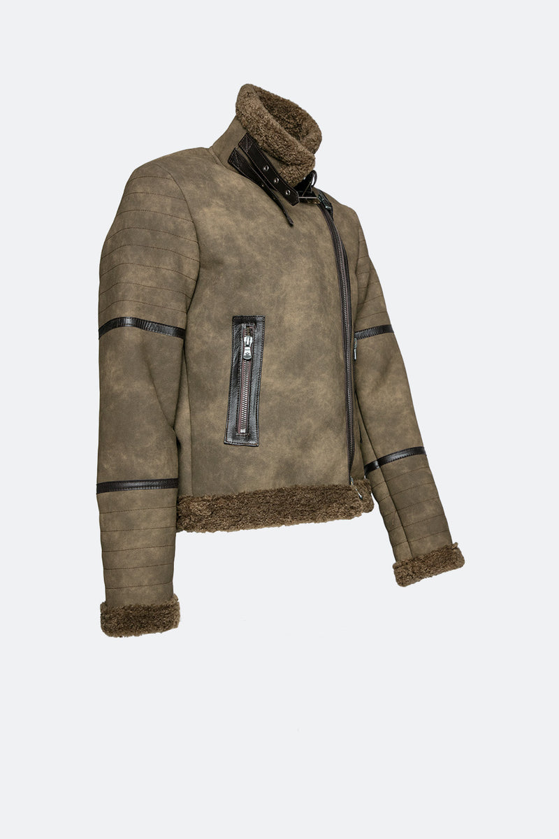 Chiodo Gold Shearling Style Verde man Barone firenze - 4