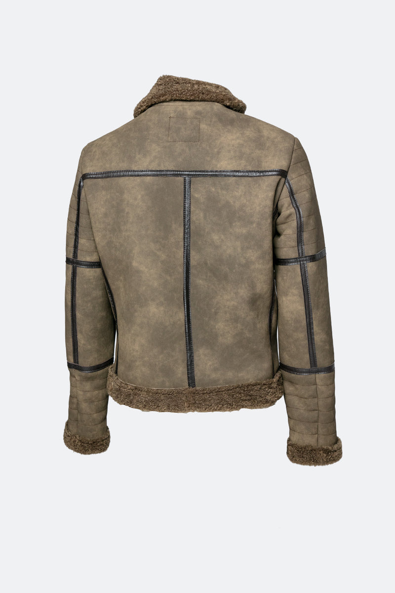 Chiodo Gold Shearling Style Verde man Barone firenze - 7