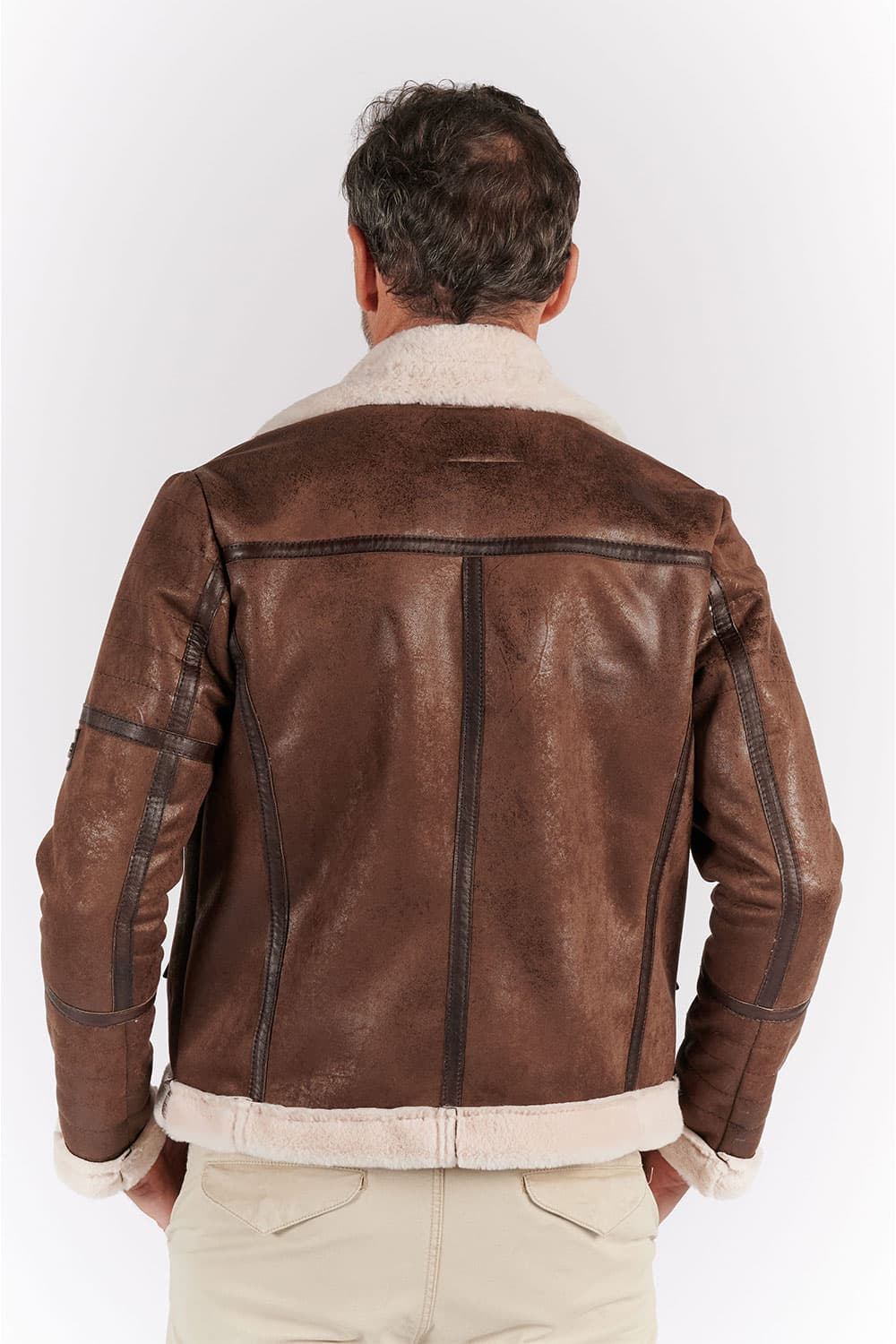 Chiodo Shearling Style Dark Brown unisex Barone firenze - 9