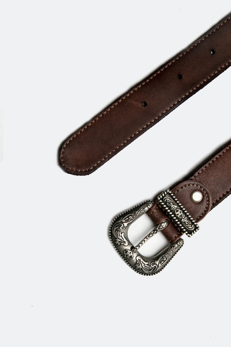 Dallas Men's Belt Dark Brown/Silver unisex Barone firenze - 2