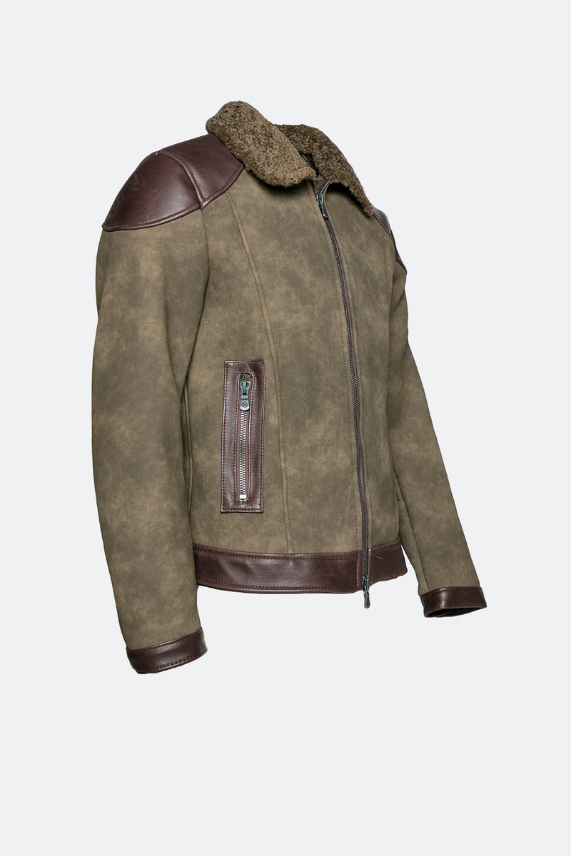 Elton Gold Colletto Shearling Style Verde man Barone firenze - 2