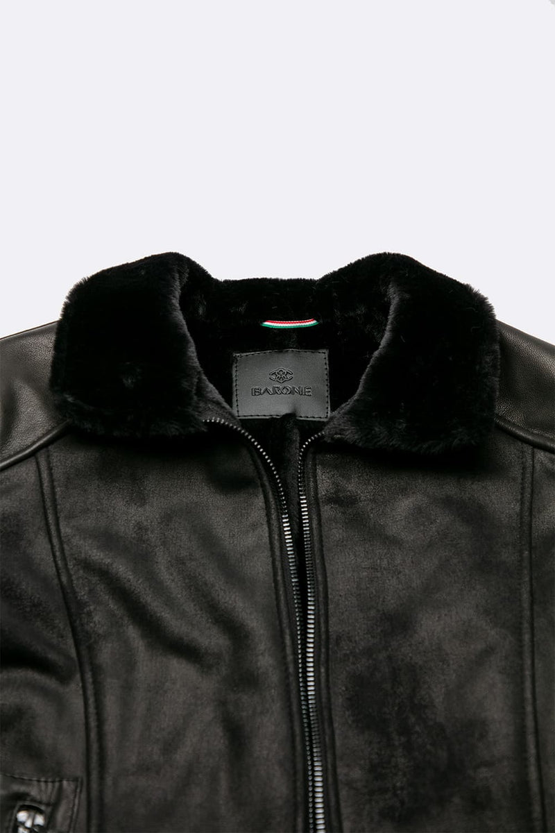 Elton Shearling Style Collar Dark Brown man Barone firenze - 8