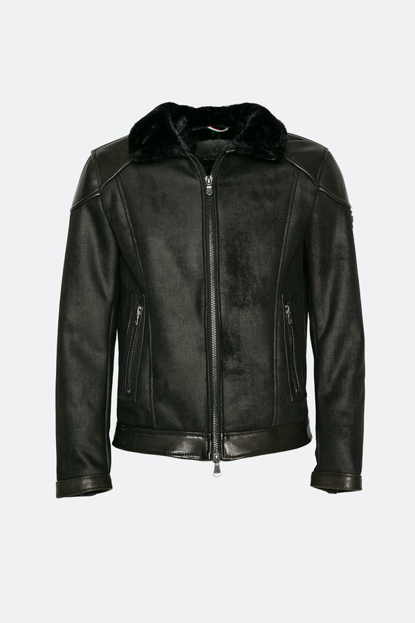 Elton Gold Collar Shearling Style Black man Barone firenze