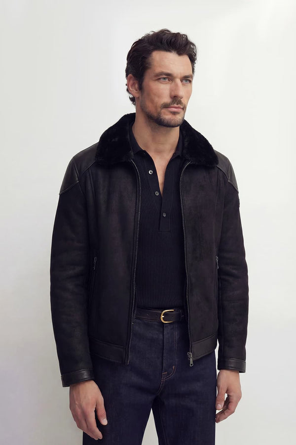 Elton Shearling Style Collar Dark Brown uomo Barone firenze