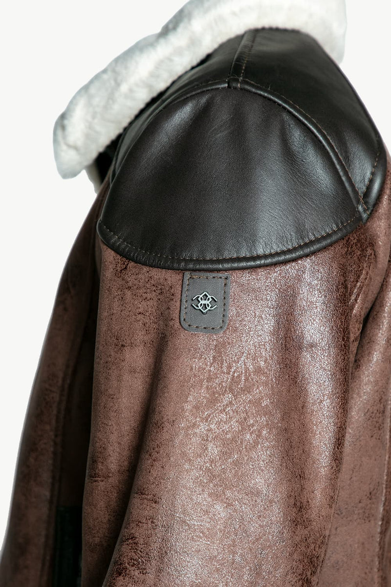 Elton Shearling Style Collar Dark Brown man Barone firenze - 11