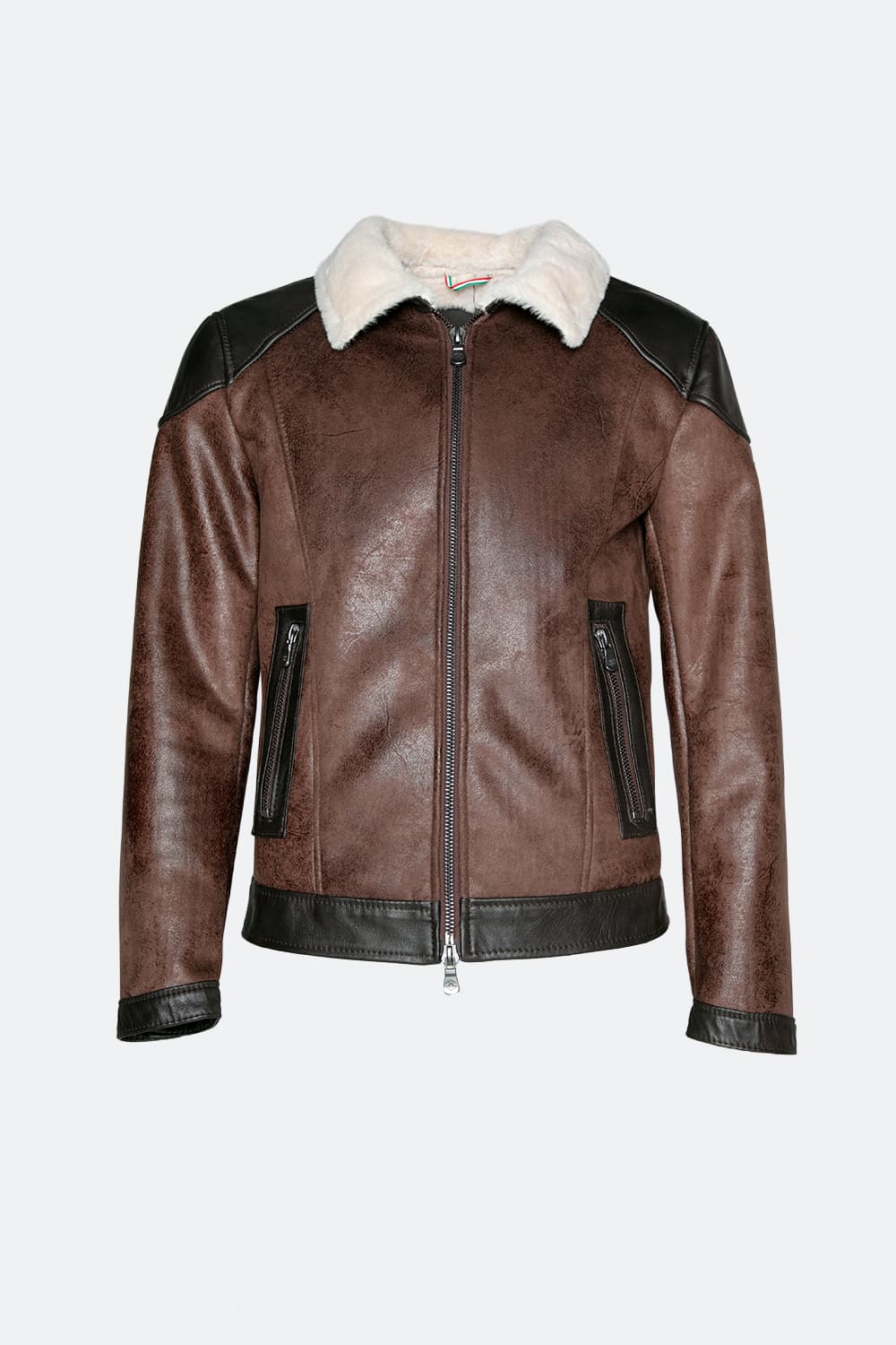Elton Shearling Style Collar Dark Brown man Barone firenze - 2