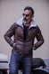 Elton Shearling Style Collar Dark Brown man Barone firenze - 1