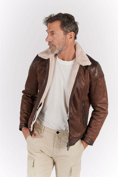 Elton Shearling Style Collar Dark Brown