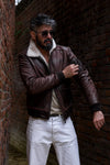 Aviator Shearling Style Dark Brown uomo Barone firenze - 5