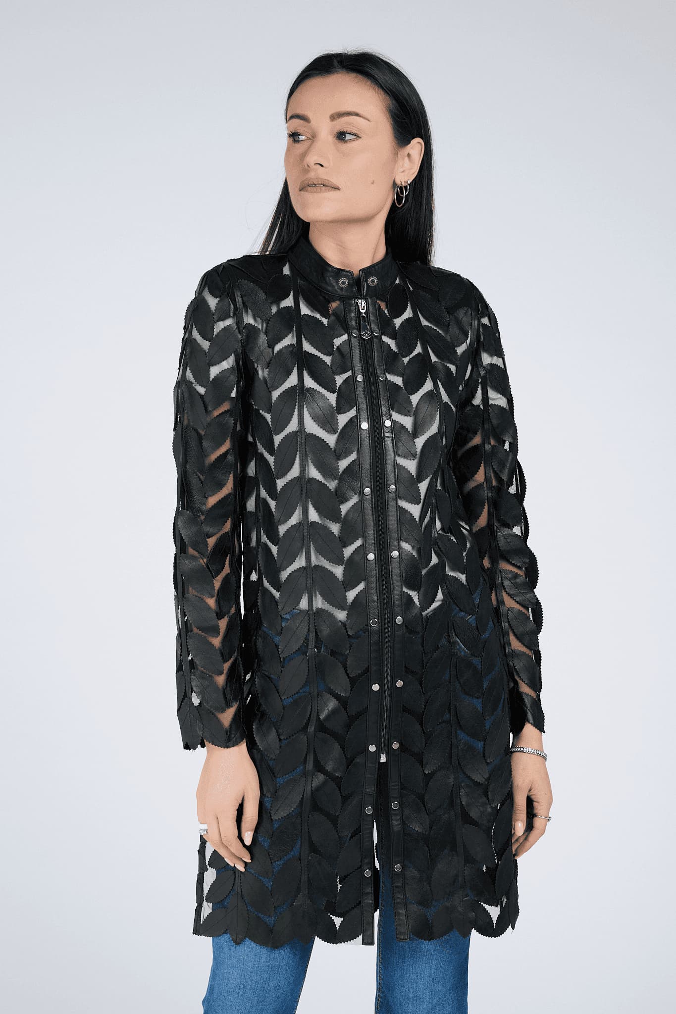 Long Leaves Jacket with Zip donna Barone firenze - 1