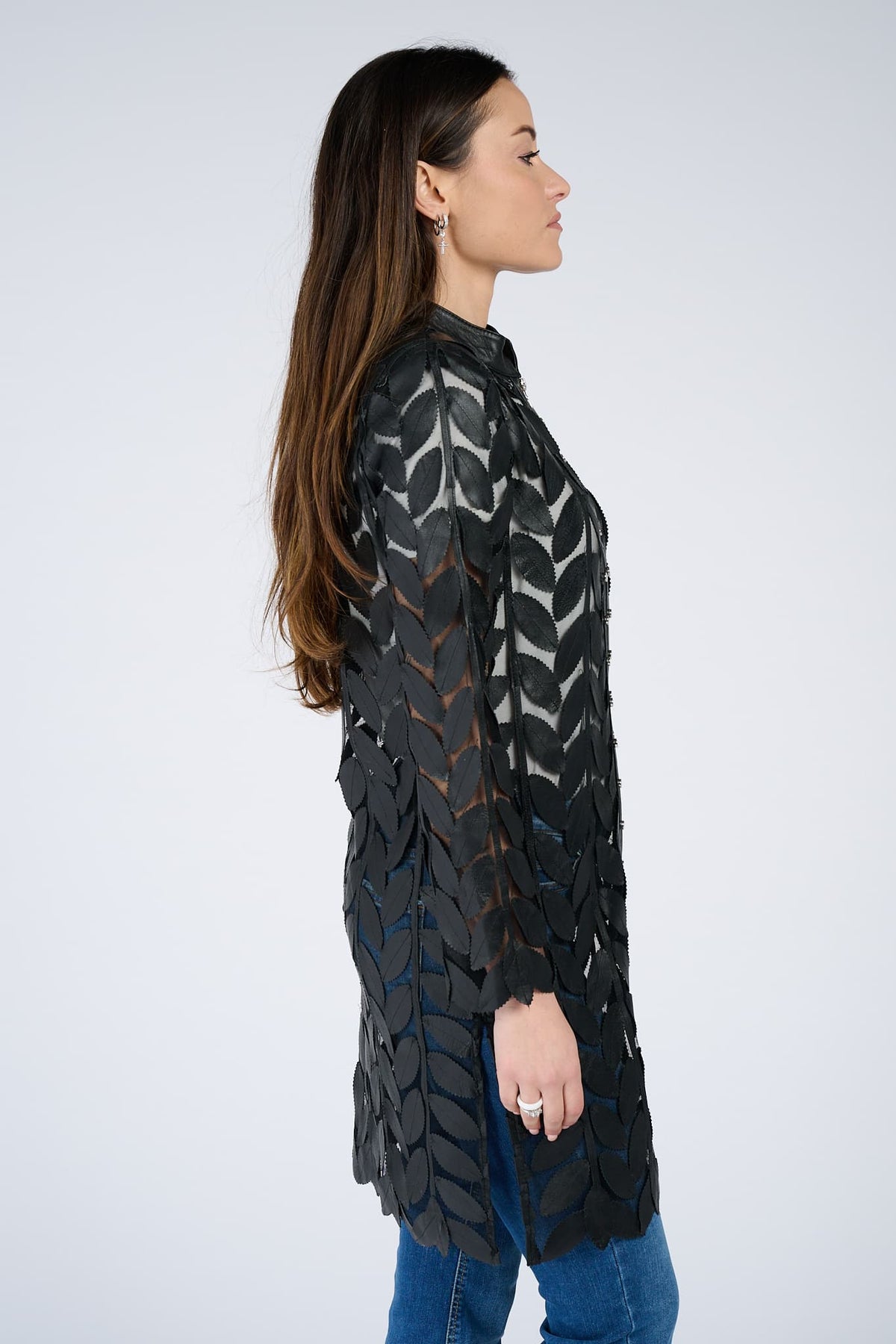 Long Leaves Jacket with Zip donna Barone firenze - 4