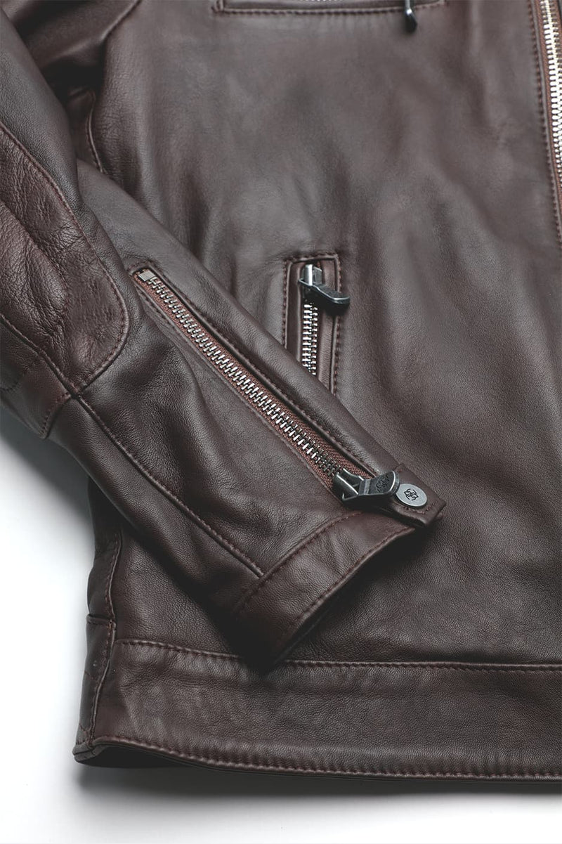 Michele Leather Jacket with Stitching uomo Barone firenze - 4