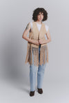 Embroidered Leather Vest Tan woman Barone firenze - 2