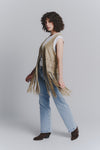 Olive Embroidered Vest woman Barone firenze - 2