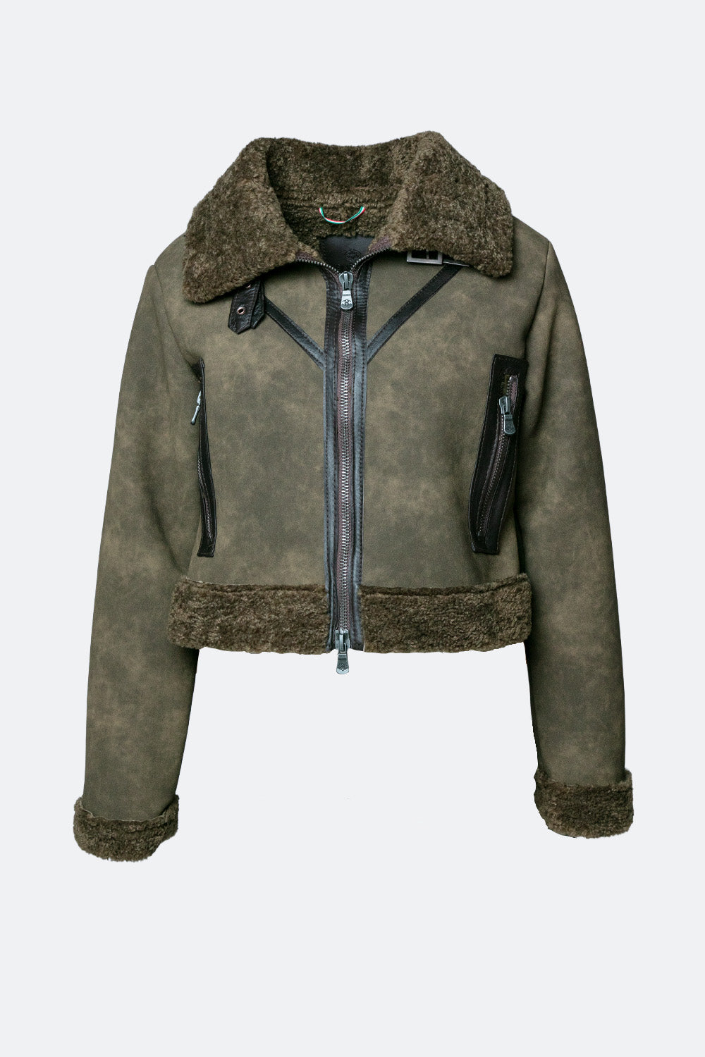 Ginevra Shearling Style Verde woman Barone firenze - 2
