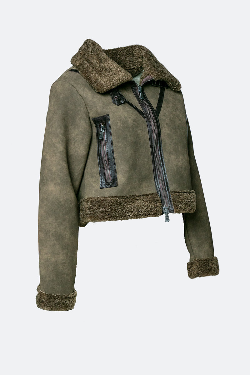 Ginevra Shearling Style Verde woman Barone firenze - 4