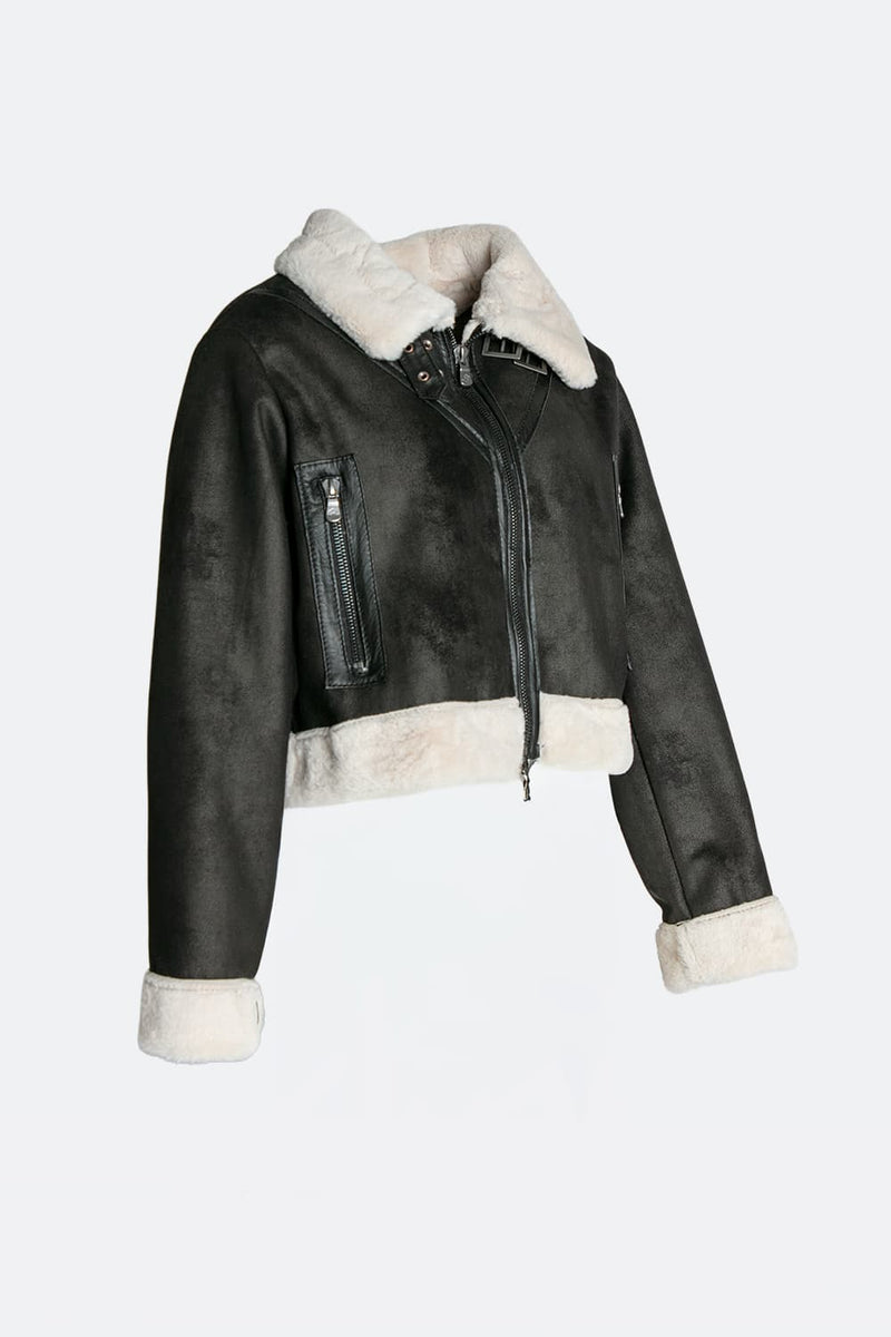 Ginevra Black Shearling Style  woman Barone firenze - 5