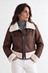 Ginevra Shearling Style Jacket Dark Brown woman Barone firenze - 5