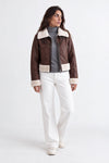 Ginevra Shearling Style Jacket Dark Brown woman Barone firenze - 7