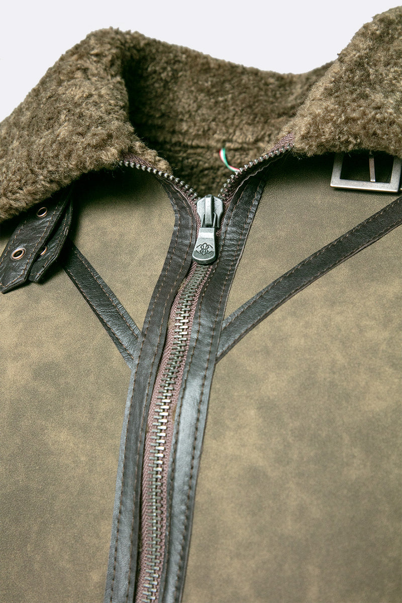 Ginevra Shearling Style Verde woman Barone firenze - 7