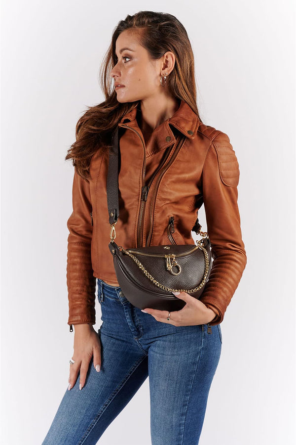 Bea Pouch Dark Brown donna Barone firenze