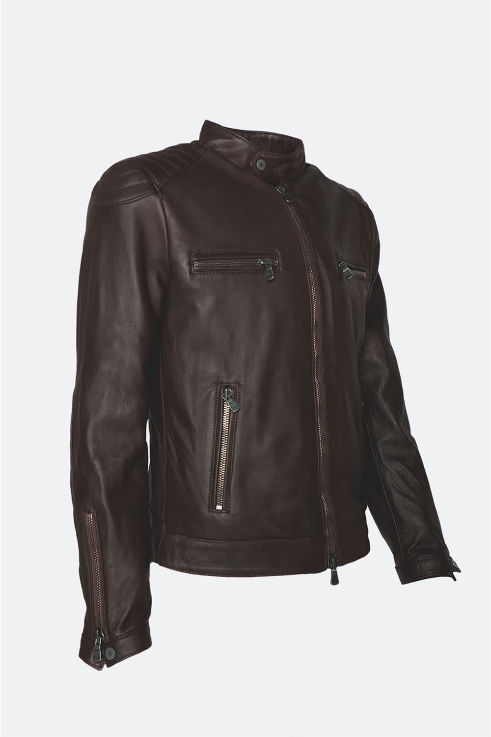Michele Leather Jacket with Stitching uomo Barone firenze - 6