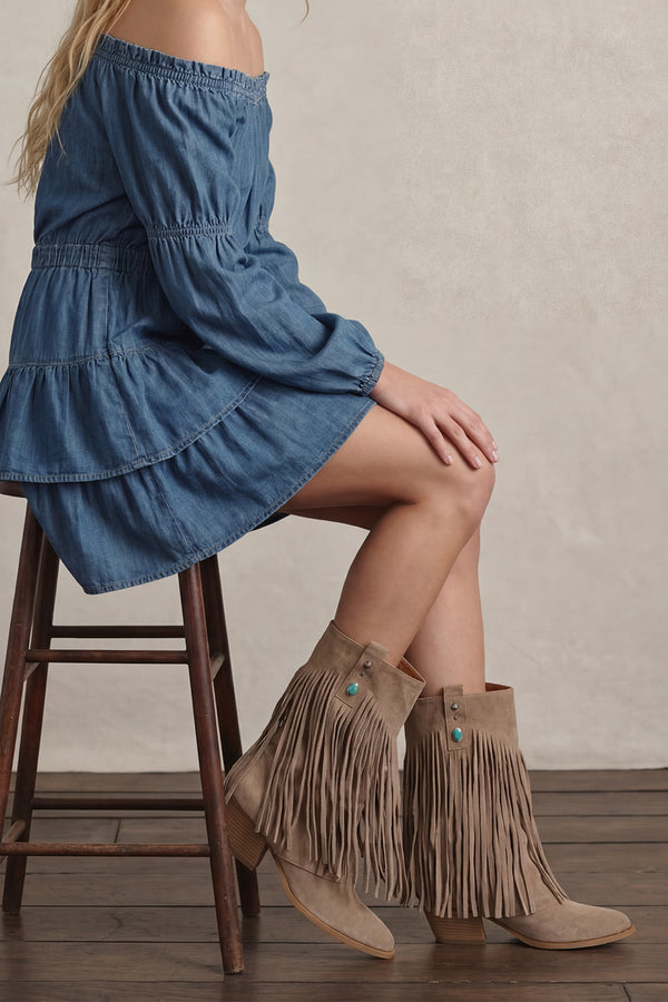Nomade Suede Boots in Beige woman Barone firenze