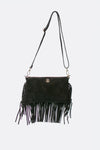 Opéra Suede Black Fringed Bag woman Barone firenze - 4