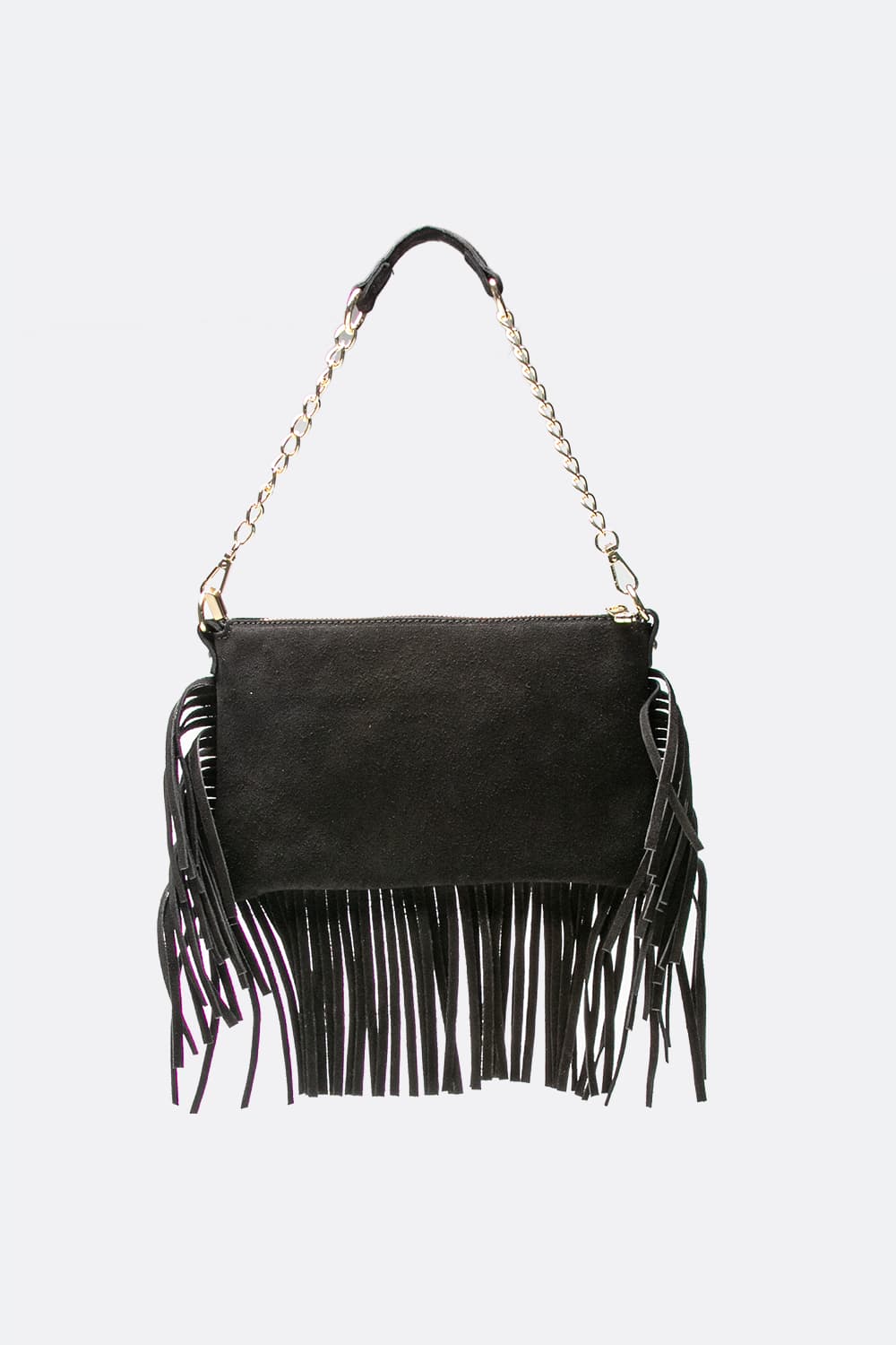 Opéra Suede Black Fringed Bag woman Barone firenze - 3