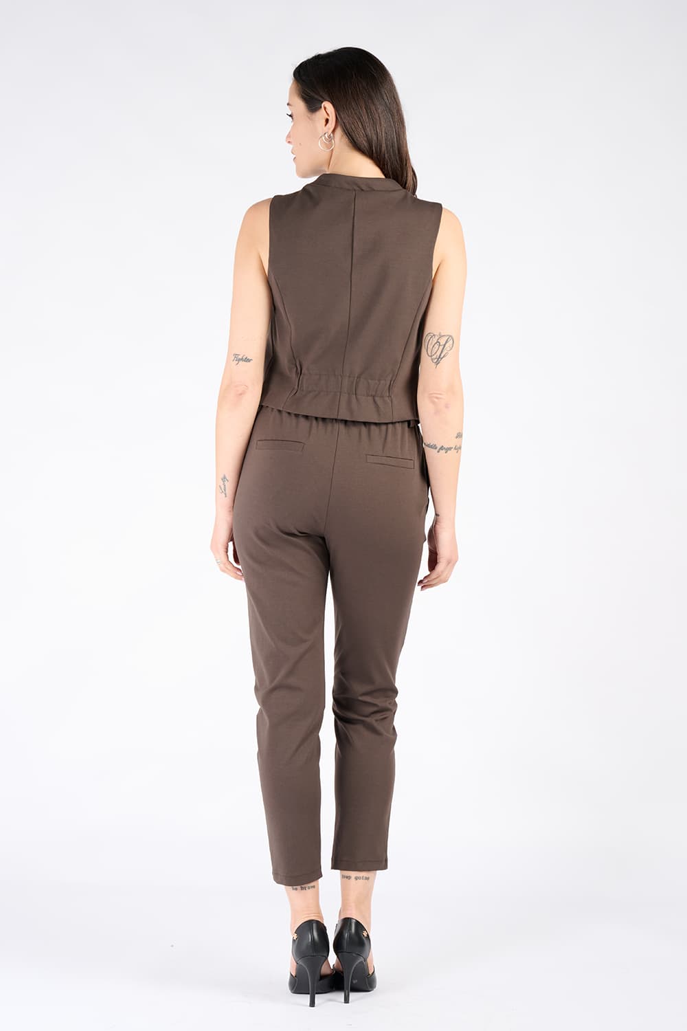 Shine Trousers Dark Brown donna Barone firenze - 3