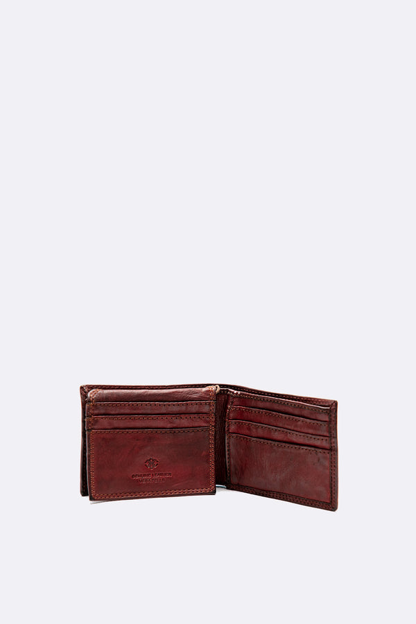 Smooth Leather Wallet for Men, Rust Brown man Barone firenze