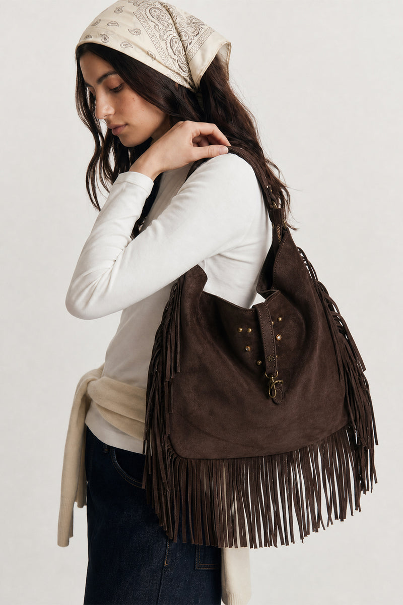 Prato Suede in Leather Dark Brown woman Barone firenze - 2