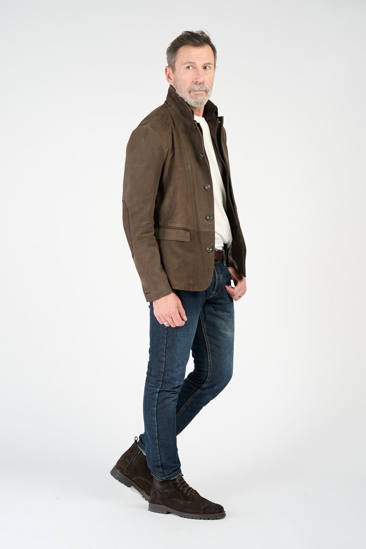 Renga Nubuck Dark Brown uomo Barone firenze - 6