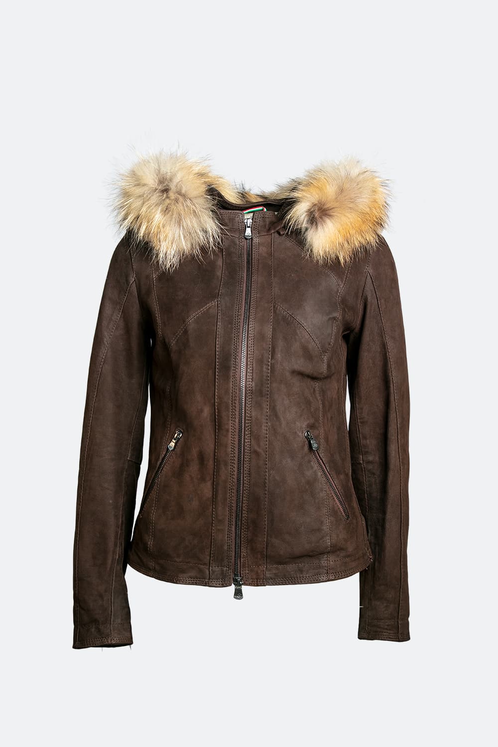 Sofia Oleato with Hood Fur Dark Brown donna Barone firenze - 2
