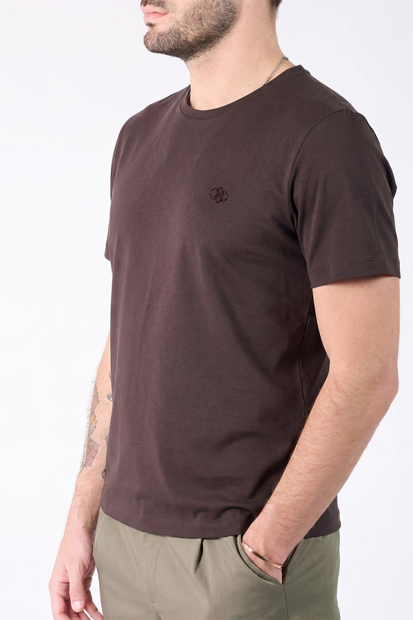 T-shirt Barone Ricamo Fronte Cioccolato man Barone firenze