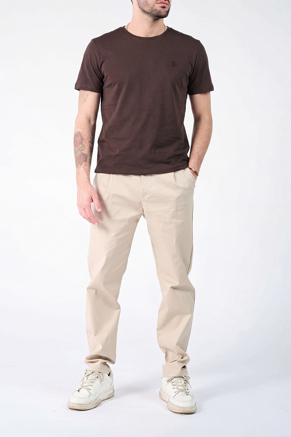 T-shirt Barone Ricamo Fronte Cioccolato man Barone firenze - 3