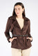 Short Alcantara Trench Coat in Dark Brown woman Barone firenze - 1