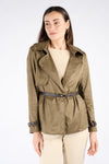 Short Alcantara Trench Coat in Green woman Barone firenze - 1