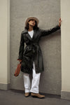 Green Studded Trench Coat donna Barone firenze - 4