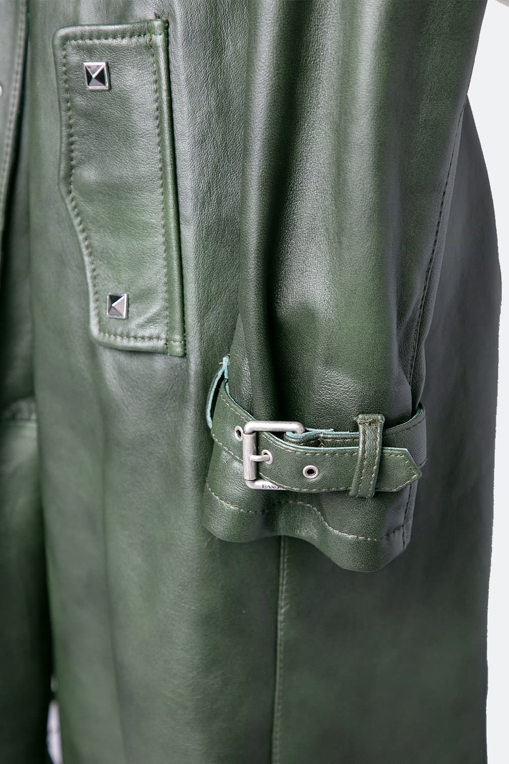 Green Studded Trench Coat donna Barone firenze - 8