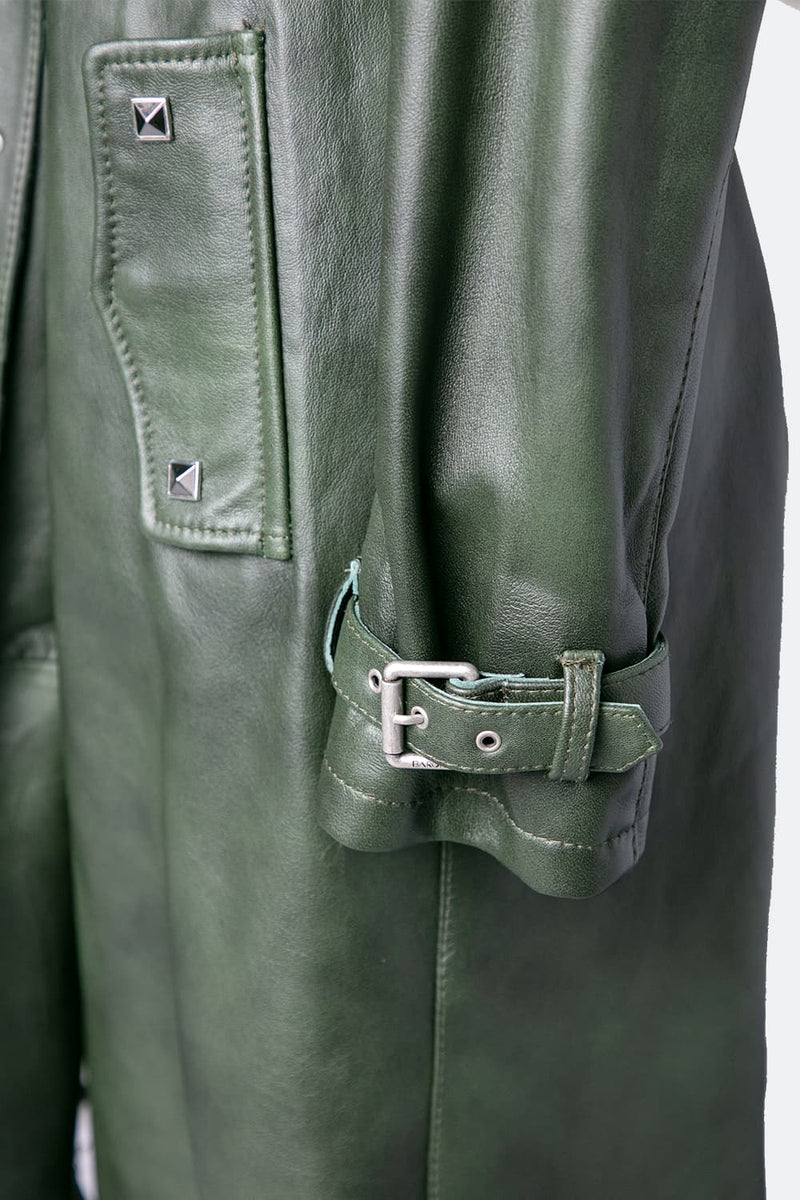 Green Studded Trench Coat donna Barone firenze - 8