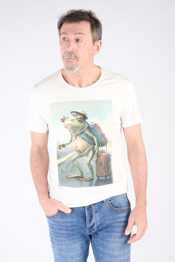 Men's Frog Print T-Shirt uomo Barone firenze