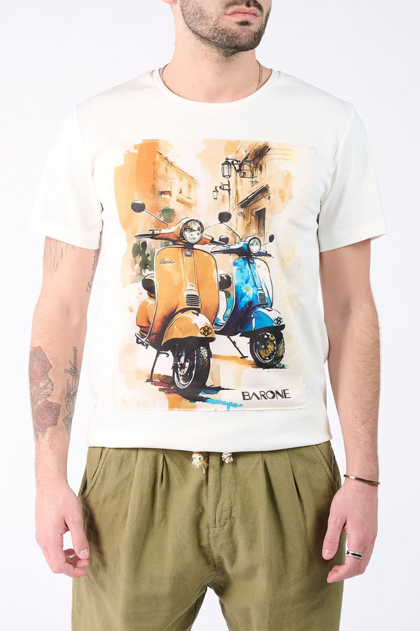 T-Shirt Man Print Vespa uomo Barone firenze