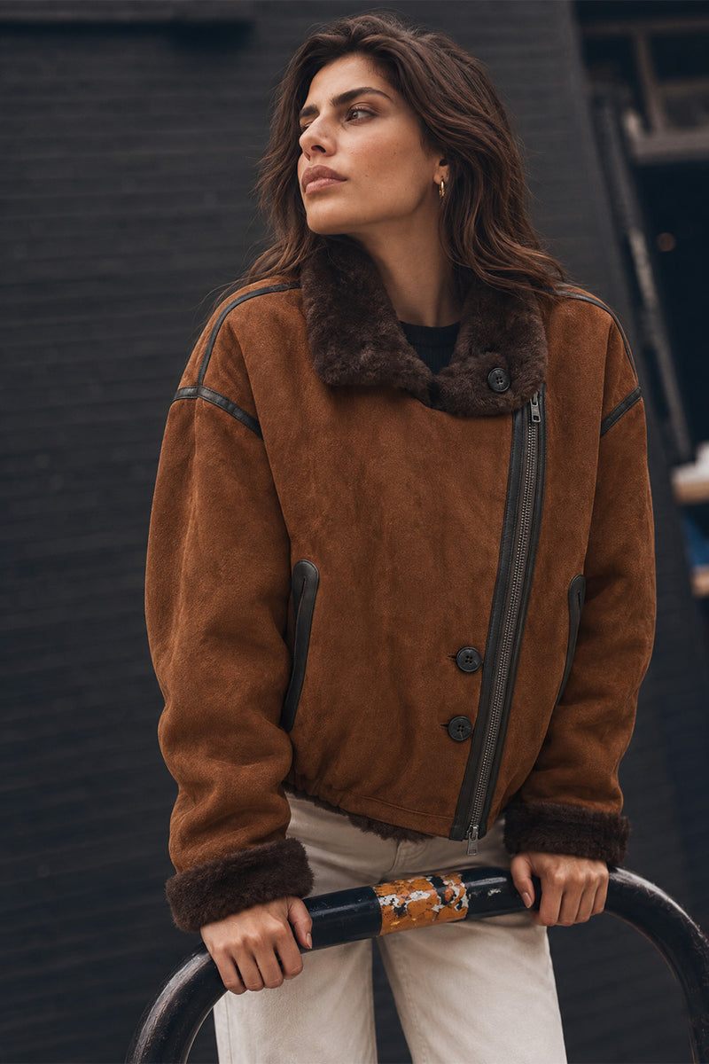 Viktoria Shearling Style Cuoio/Cioccolato woman Barone firenze - 1