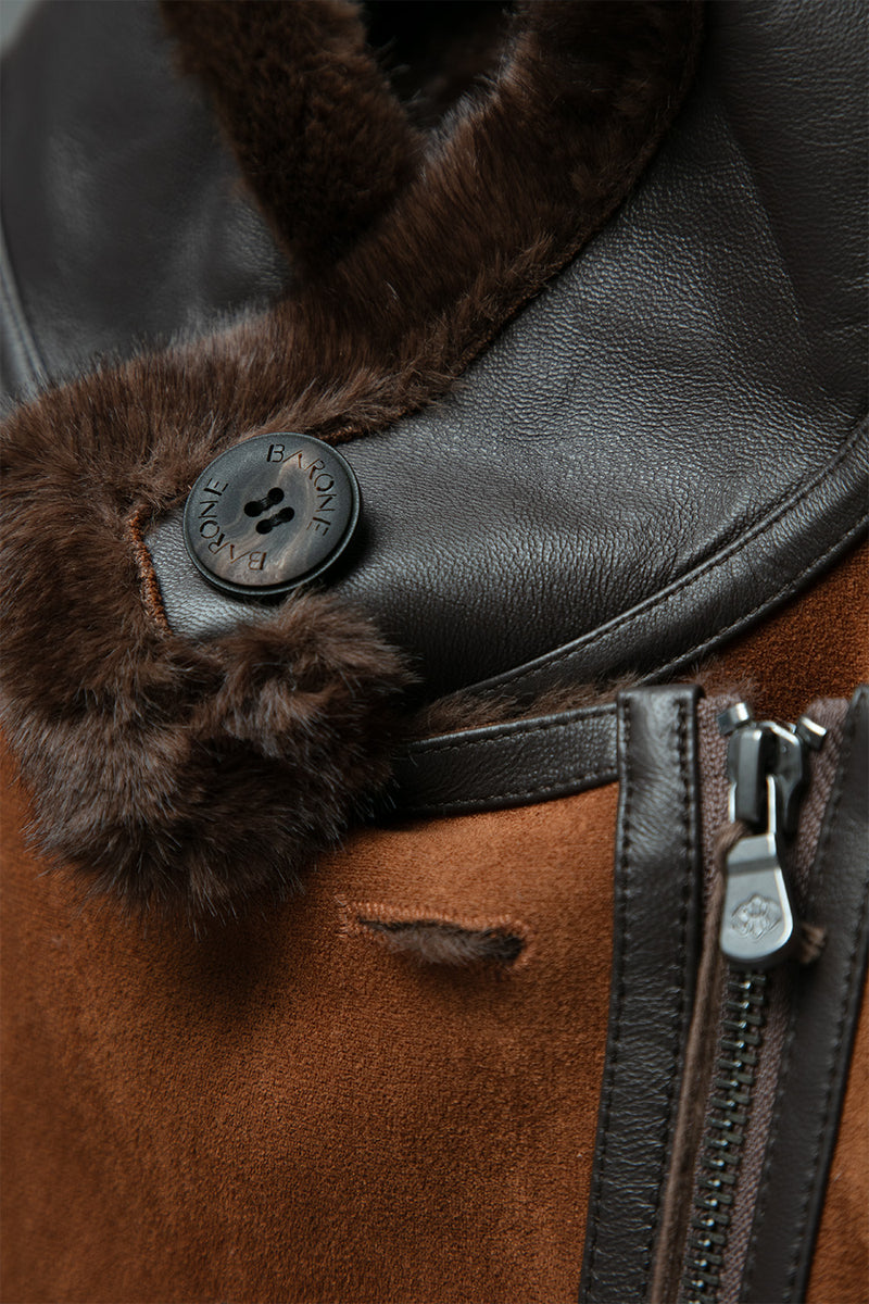 Viktoria Shearling Style Cuoio/Cioccolato woman Barone firenze - 4