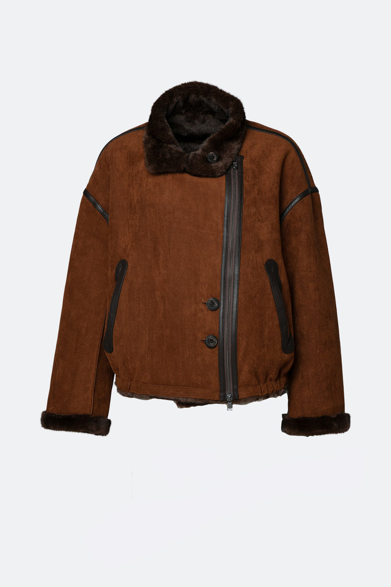 Viktoria Shearling Style Cuoio/Cioccolato woman Barone firenze - 2