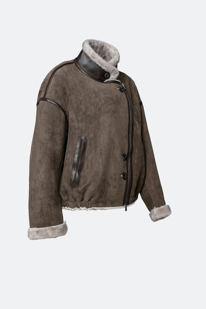 Viktoria Shearling Style Verde/Grigio woman Barone firenze - 4