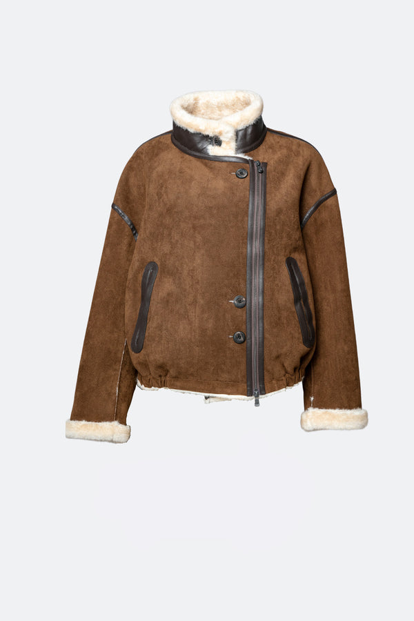 Viktoria Shearling Style Tabacco/Crema woman Barone firenze