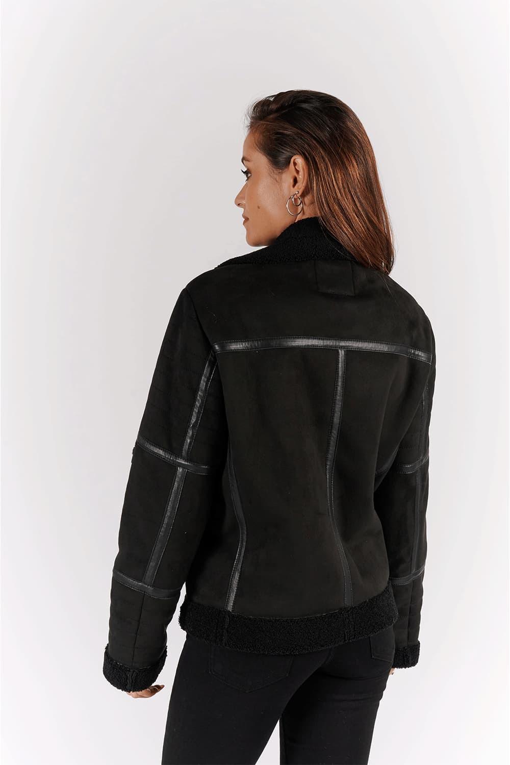 Chiodo Shearling Style Women's Black unisex Barone firenze - 11